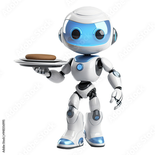 Obraz na płótnie An illustration of a robot waiter carrying food w salonie