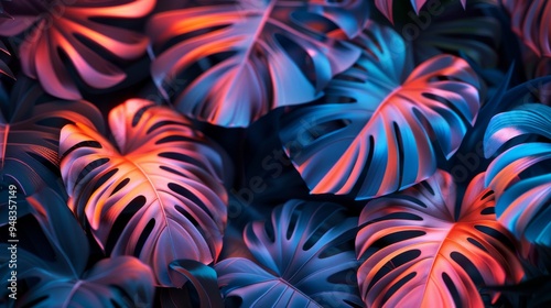 Vibrant and colorful Tropical Leaves featuring Neon Colors for a stunning aesthetic appeal