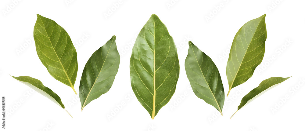 Fresh green bay leaves on a transparent background Fresh green bay leaves on a transparent background
