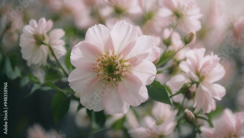 A close up of a flower with pink petals