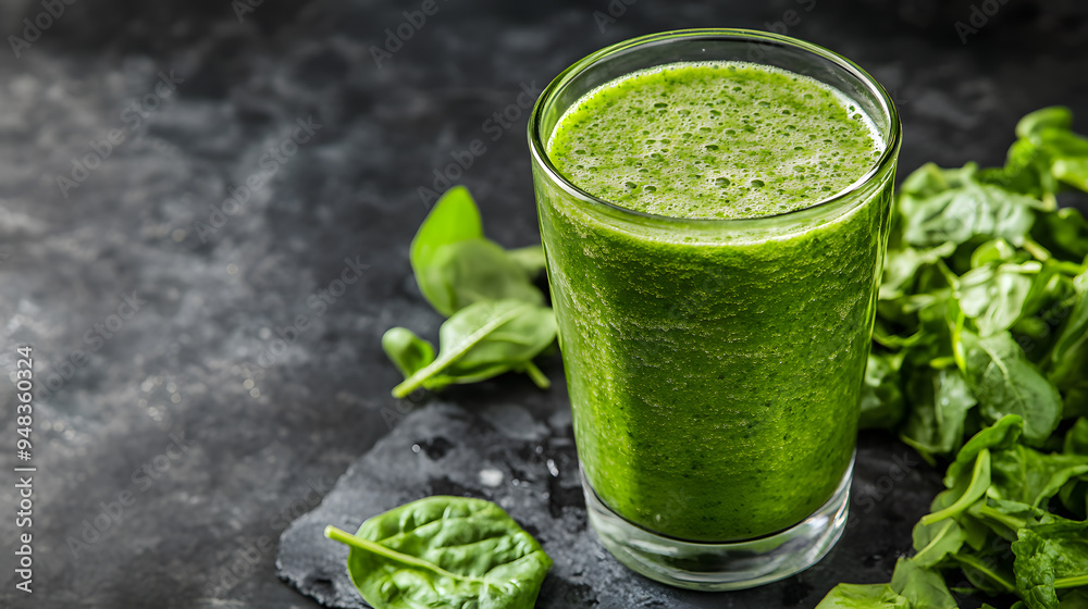 A glass of green smoothie commercial advertising photo A glass of green smoothie commercial advertising photo