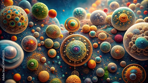 Cellular Microcosm: Representations of cells as microcosms of the universe, capturing the grandeur and complexity of life in miniature. photo