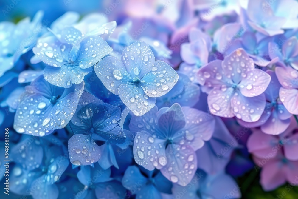 Delicate blue hydrangeas