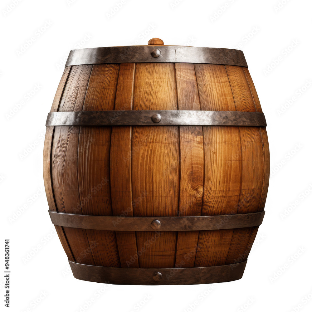 Fototapeta premium Oak Barrel Isolated on a Transparent Background