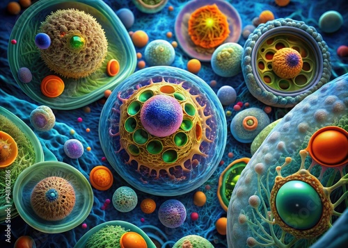 Cellular Ultrastructure Immersion: Microscopic exploration of cell architecture, organelles, and their intricate relationships. photo