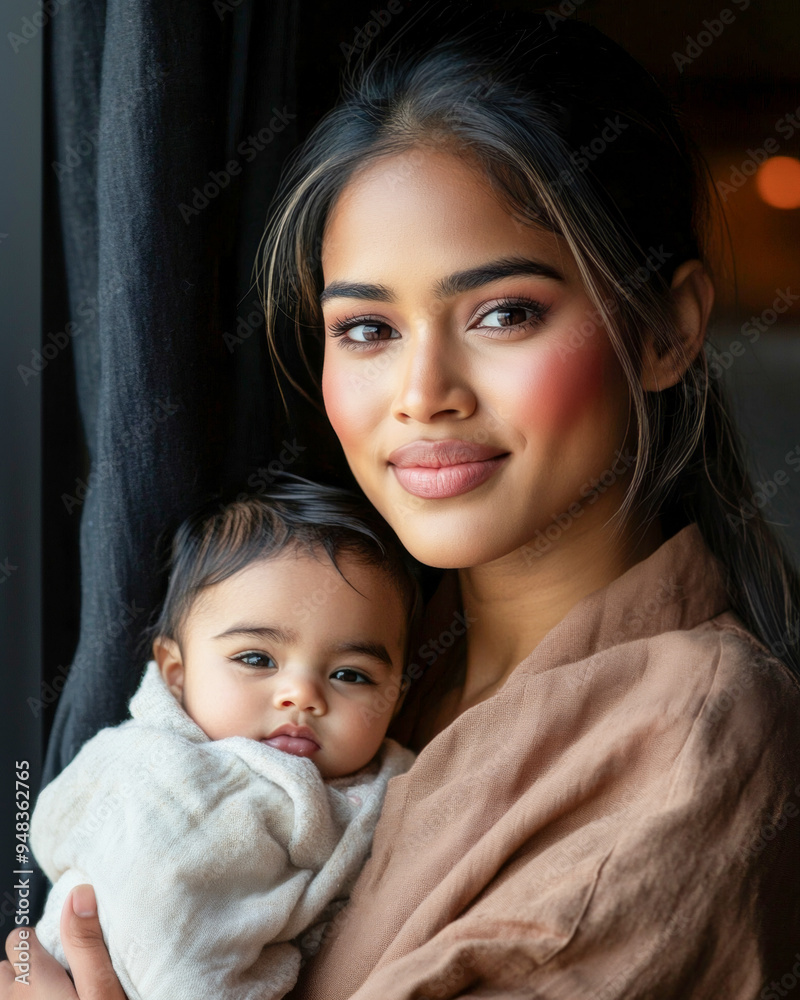 A mother lovingly cradles her baby near a window, capturing a moment of warmth and connection during the afternoon light. A mother lovingly cradles her baby near a window, capturing a moment of warmth and connection during the afternoon light.
