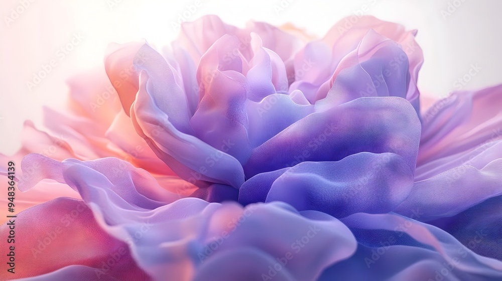 Fototapeta premium Oversized Blooming Peony Petals in Futuristic Floral Art Style with Soft Lighting