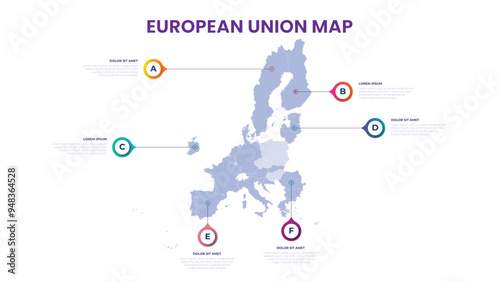 A map of the european union. european union infographic vector illustration with data and country information