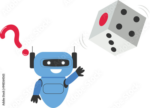 Uncertainty, the Robot with artificial intelligence guesses the number of dice.

