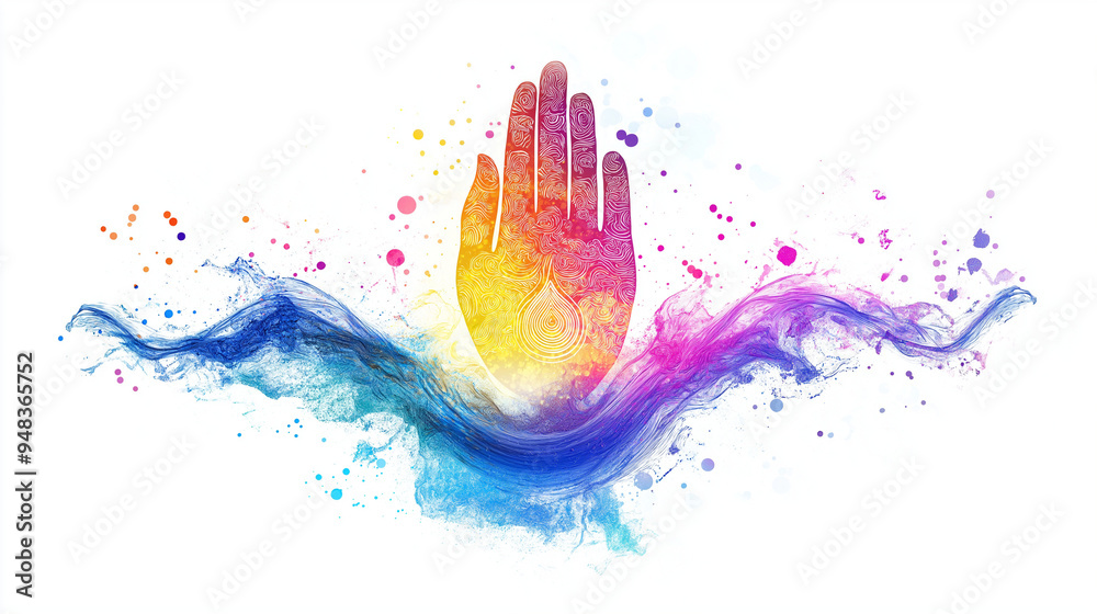 Fototapeta premium With each brushstroke of color, the hand of Fatima reminds us of the sacred journey within, where protection and guidance are ever-present