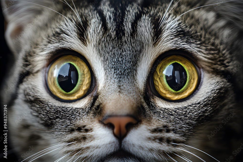 Close up portrait of Frighten or surprised cat Close up portrait of Frighten or surprised cat