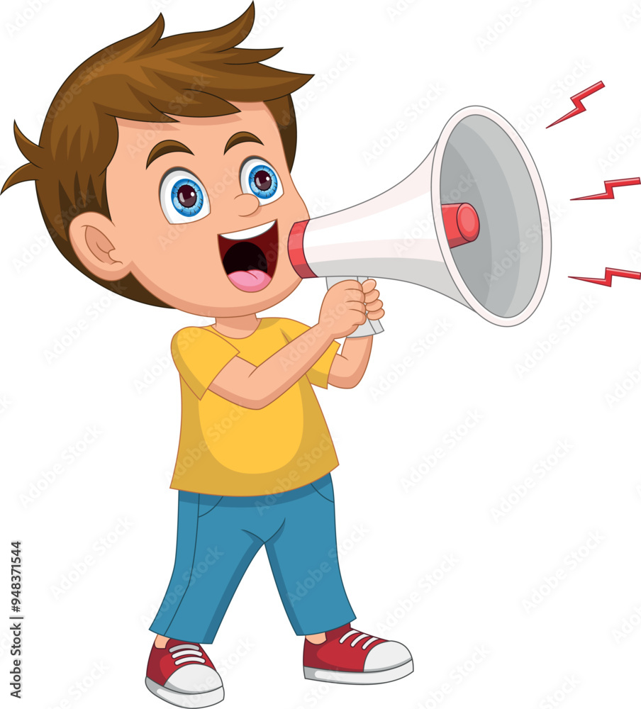 boy talking with megaphone boy talking with megaphone