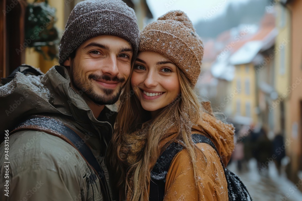 young couple exploring charming european town narrow cobblestone streets and historic architecture joyful expressions as they discover hidden gems together young couple exploring charming european town narrow cobblestone streets and historic architecture joyful expressions as they discover hidden gems together