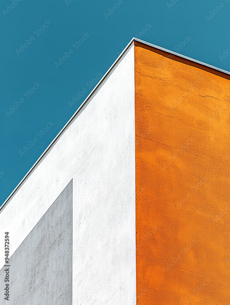 The orange and white building has a clean, modern look The orange and white building has a clean, modern look
