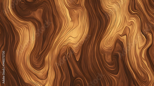 Abstract wood texture with wavy lines in brown and light brown shades.