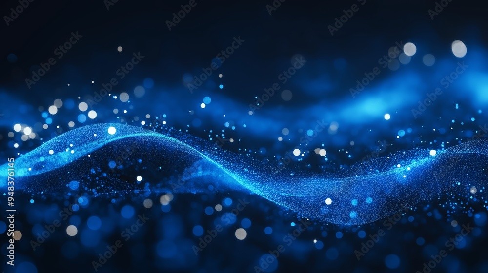 Luminous blue network connection with sparkling dots background. Based on Generative AI