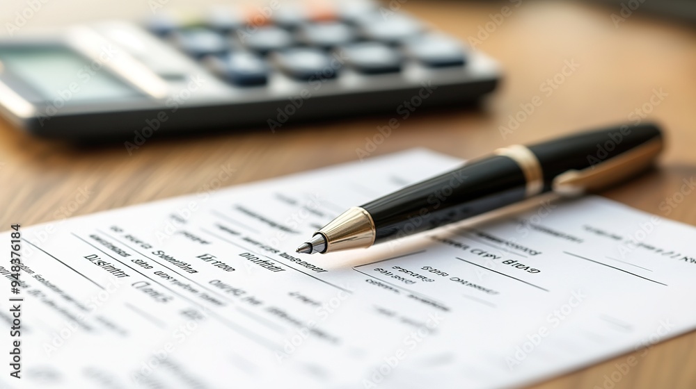 A close-up of a document showing insurance premium amounts, with a calculator and pen nearby. A close-up of a document showing insurance premium amounts, with a calculator and pen nearby.