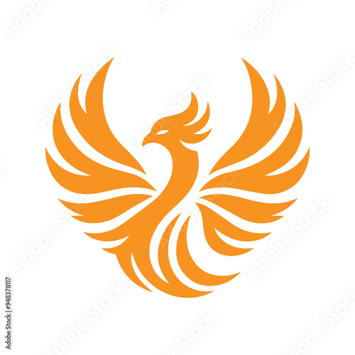 awesome flying phoenix logo vector