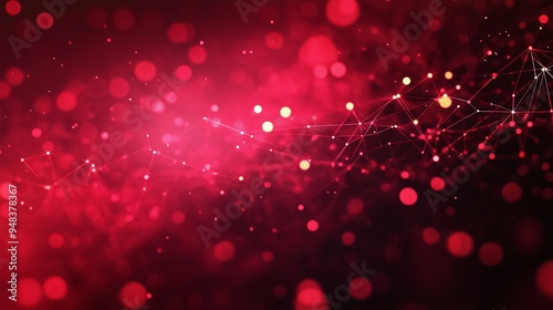 Luminous red network connection with sparkling dots background. Based on Generative AI