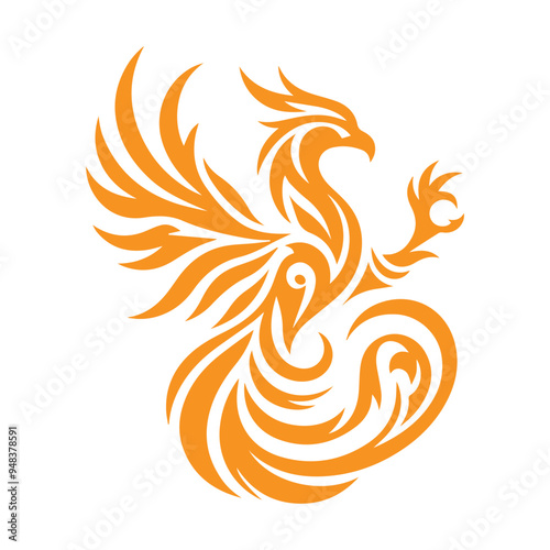 awesome flying phoenix logo vector