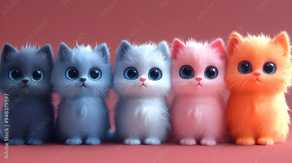 Fototapeta premium Adorable Virtual Pets with Unique Flat Design for the Metaverse