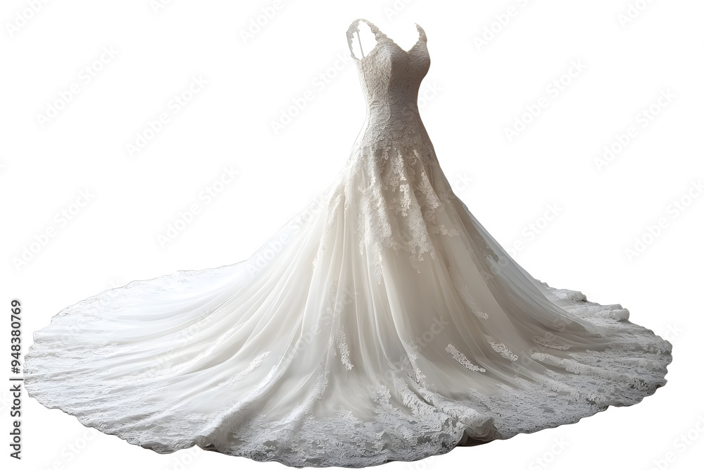 White wedding dress isolated on white background White wedding dress isolated on white background