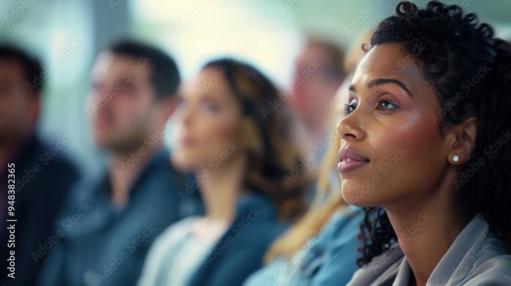 A close-up of a focus group participant sharing their thoughts while others listen attentively A close-up of a focus group participant sharing their thoughts while others listen attentively