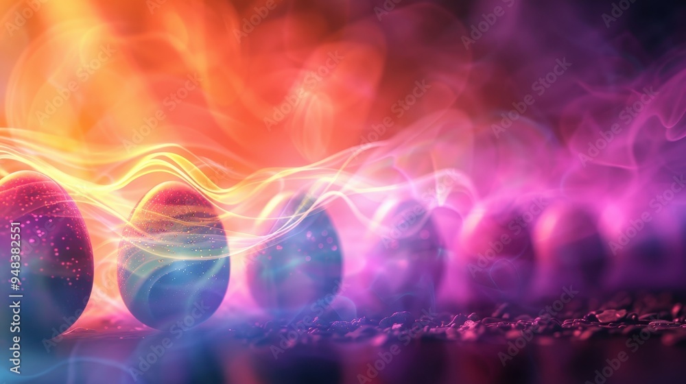 Glittering Easter Eggs with Swirling Smoke and Light Glittering Easter Eggs with Swirling Smoke and Light