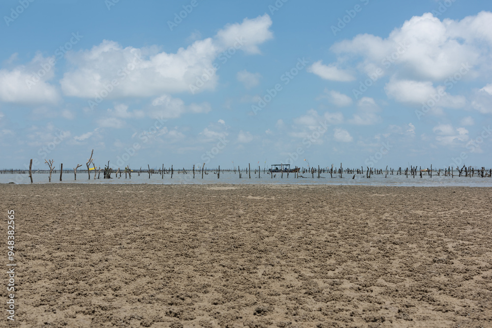 Sea level landscape at low tide on the beach Sea level landscape at low tide on the beach