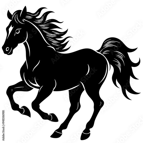 The running horse silhouette is a timeless symbol of freedom and unbridled energy. 