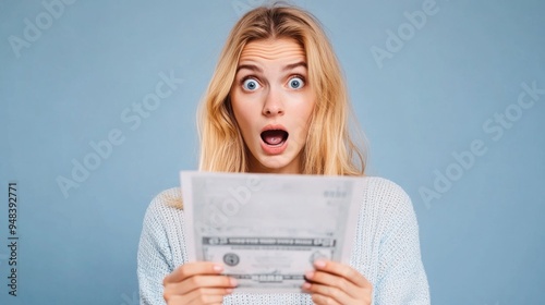 Surprised Woman Reading Paper