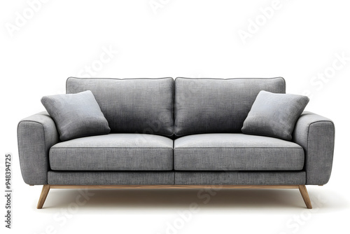 Modern grey sofa isolated on white background