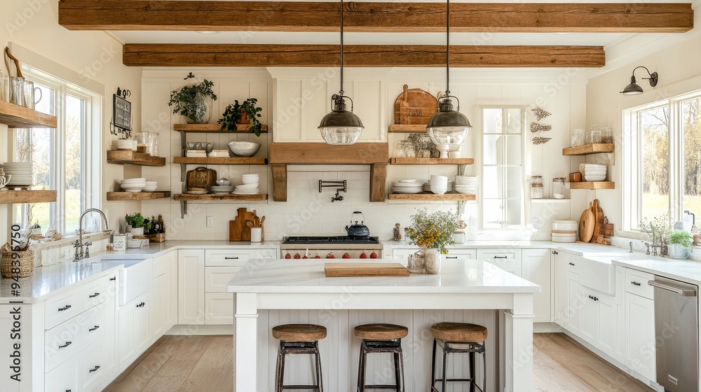 a cozy farmhouse style kitchen with white cabinets a cozy farmhouse style kitchen with white cabinets
