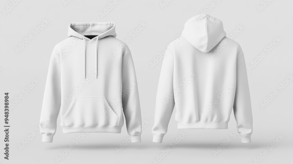 White cotton hoodie mockup front and back view design concept White cotton hoodie mockup front and back view design concept