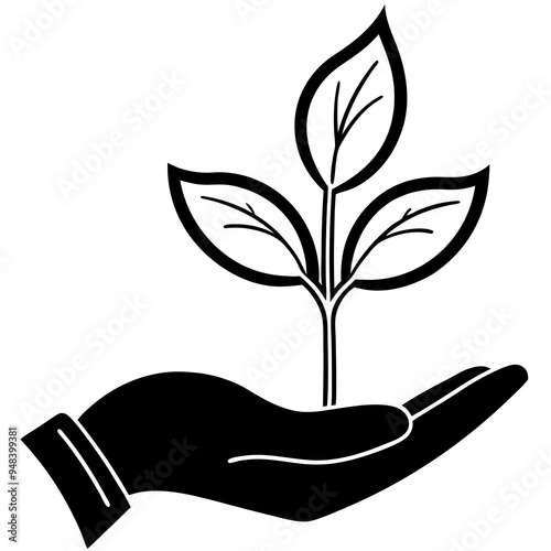 plant sprout in the hand growth vector illustration