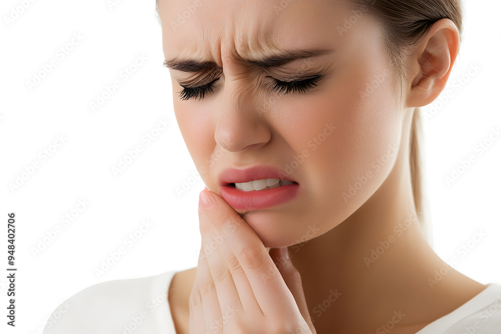 Closeup portrait of woman having toothache isolated on white background. Female suffering with a painful, hurting or inflammation in her mouth Closeup portrait of woman having toothache isolated on white background. Female suffering with a painful, hurting or inflammation in her mouth