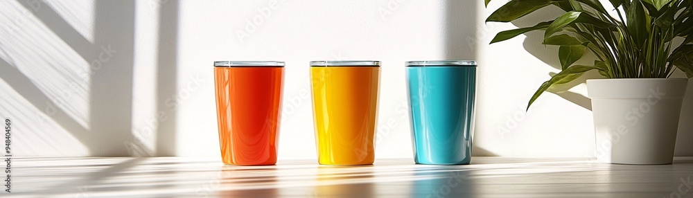 Glossy tumbler mockup with a soft-touch finish vibrant color and minimalist design Glossy tumbler mockup with a soft-touch finish vibrant color and minimalist design