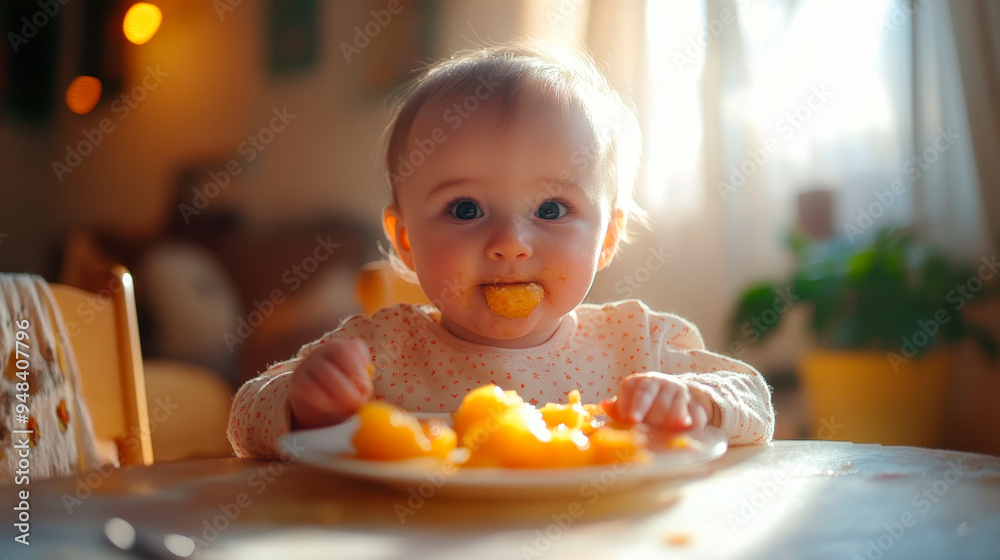 Happy infant baby eats itself Happy infant baby eats itself