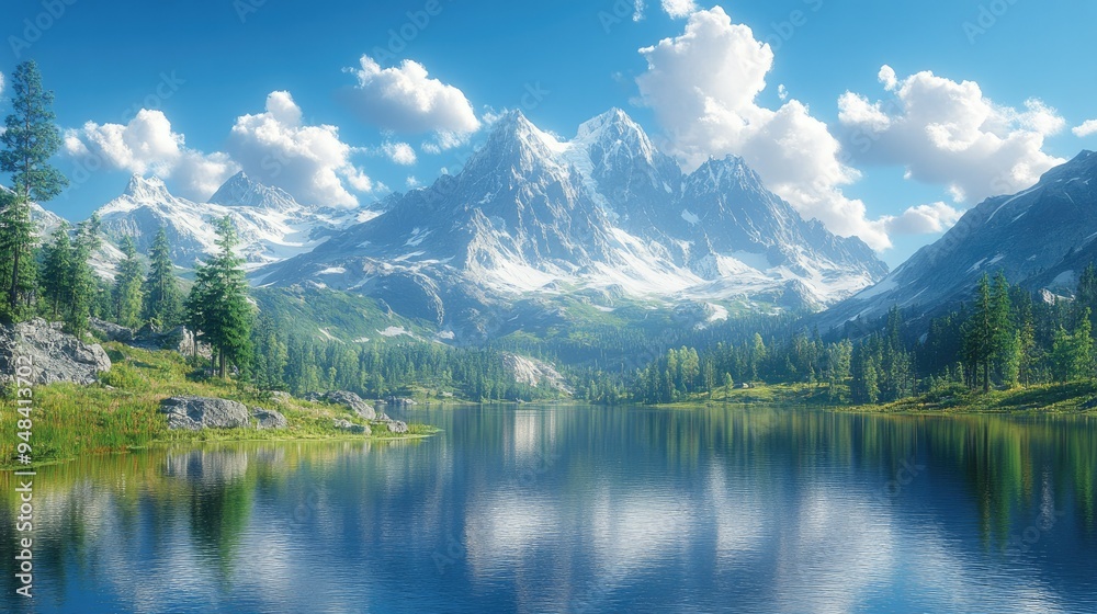 Tranquil mountain lake reflecting the sky Tranquil mountain lake reflecting the sky