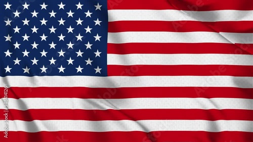 National Flag of USA Waving 3d Animation - 4K USA Flag. USA Flag Fully Closeup