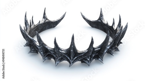 3D rendered dark fantasy iron crown featuring spikes displayed against a white background 3D model