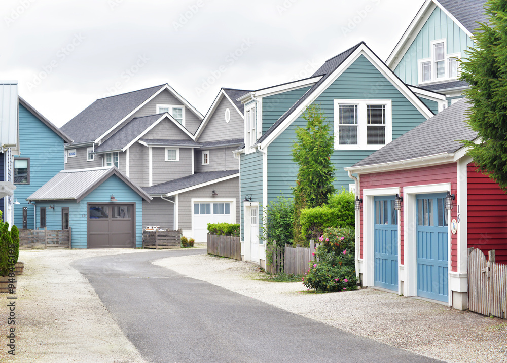 Cute houses in the beach city of Seabrook, Washington