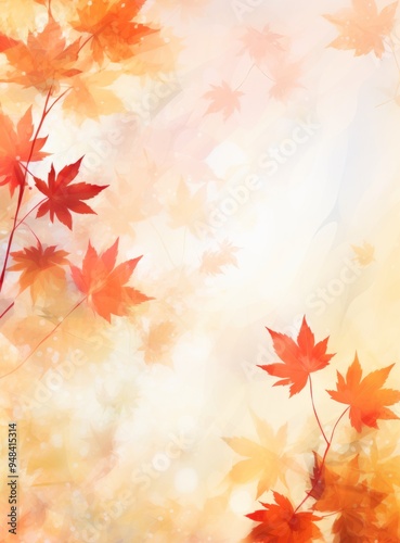 autumn maple leaves on bright textured background with copy space