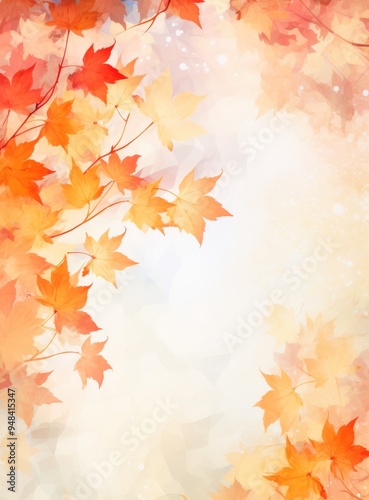 autumn maple leaves on bright textured background with copy space