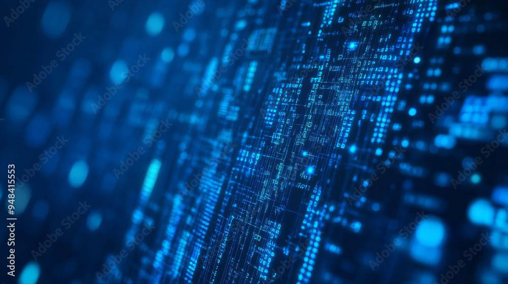 Glowing lines of technology data on a blue abstract background. Glowing lines of technology data on a blue abstract background.