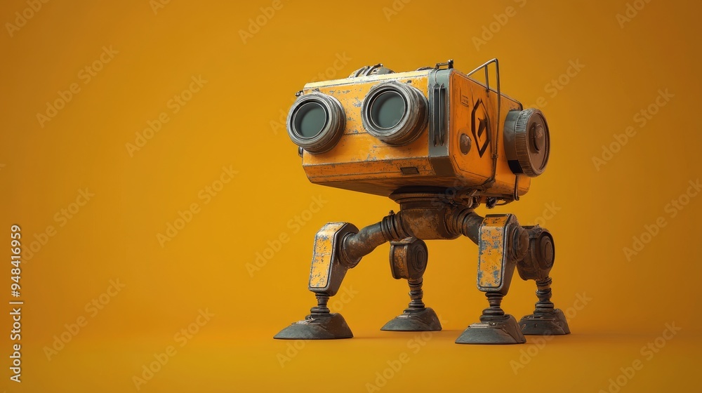 3D illustration of a standing scout machine 3D illustration of a standing scout machine
