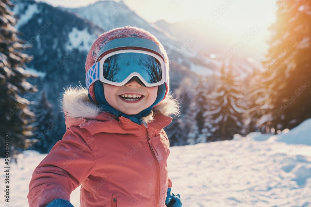 child playing in snow child playing in snow