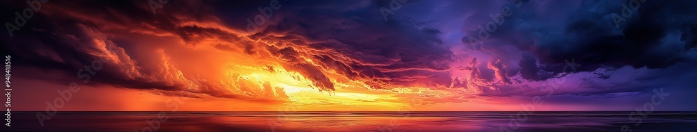 Vibrant sunset over the ocean with dramatic clouds and colors Vibrant sunset over the ocean with dramatic clouds and colors