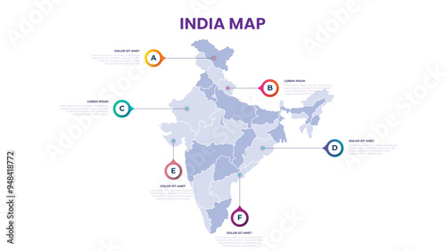 A map of the India. India infographic vector illustration with data and country information
