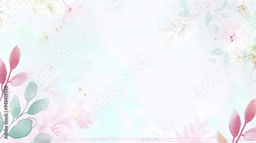 Charming Light Pink and Blue Watercolor Floral Background with Delicate Pastel Tones and Minimalistic Design